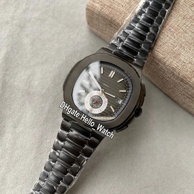 NOWOŚĆ 40 5 mm 5980 5980 1A-014 Czarna tarcza Azjatycka automatyczna męska zegarek Pvd All Black Steel Bransoletę Sport Watches PPHW Hello Watch 5 CO226Z