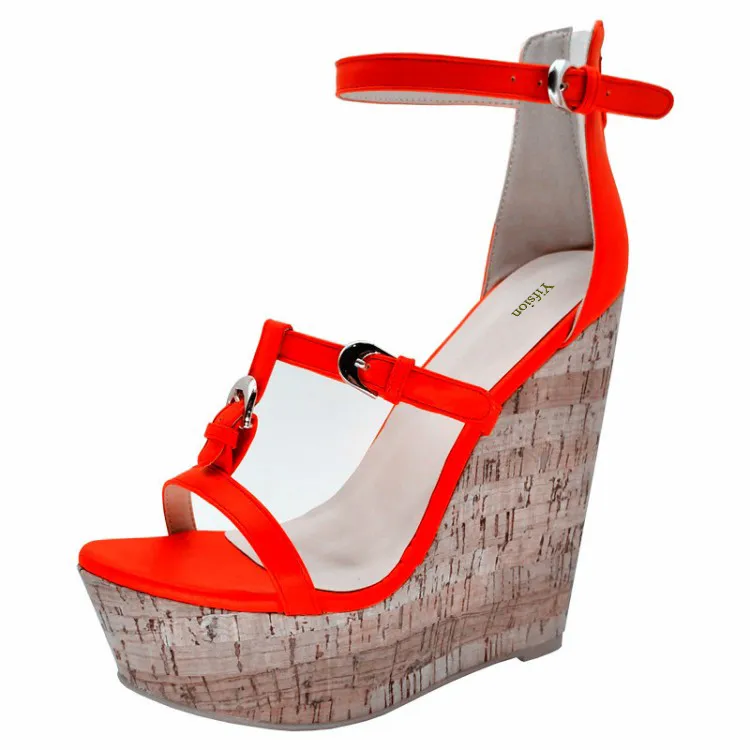 Rontic nouvelles femmes plate-forme sandales compensées talons hauts sandales belle bout ouvert Rose rouge noir rouge chaussures de fête grande taille américaine 4-10.5