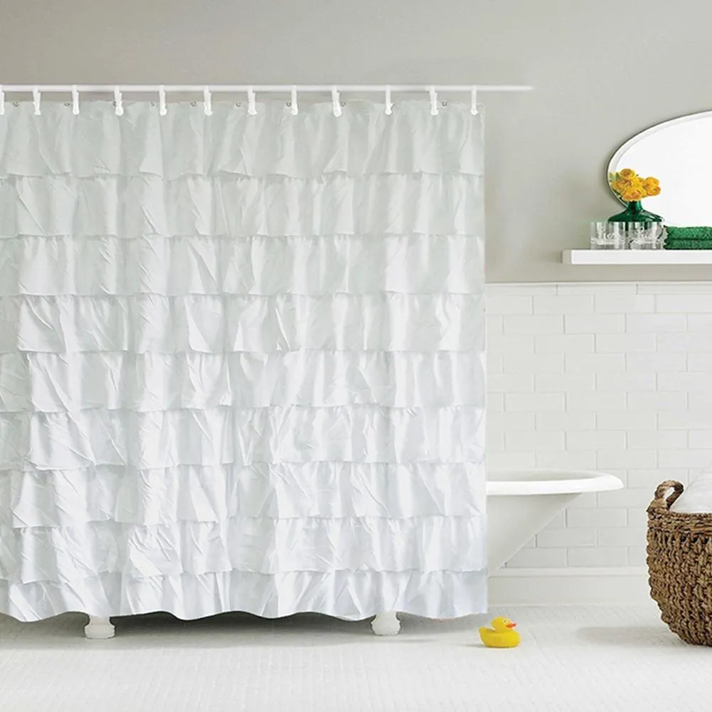 Lumiparty kolorowy kolor wodoodporny paleniskowana zasłona prysznicowa Ruffled Gray Curtain Dekoracja 25 C181122011471685