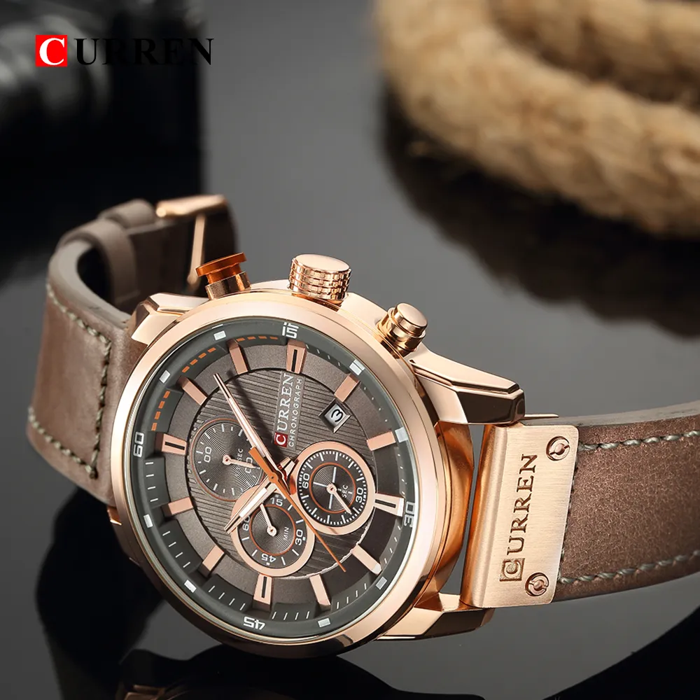 CURREN Luxus Casual Männer Uhren Militär Sport Chronograph Männlichen Armbanduhr Datum Quarzuhr Horloges Mannens Saat Relojes226C