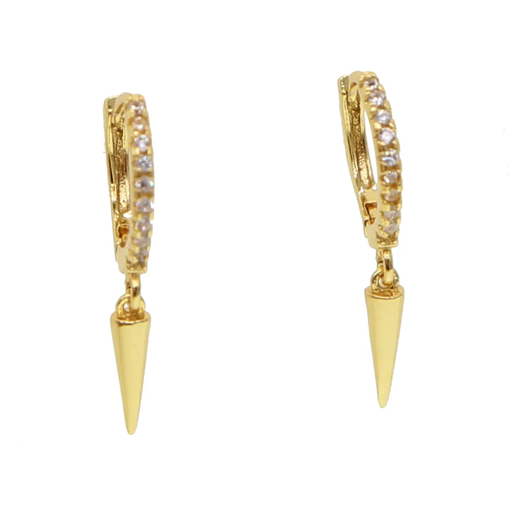 złoto plisowany urok Revit Dangle Charm kolczyk CZ Circle Hoop z kroplą modą prostą biżuterię dla kobiet231y