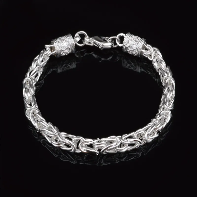 OMHXZJ Ganze Persönlichkeit Link Mode OL Frau Mädchen Party Geschenk Silber Drachen Kopf Kette Dicke 925 Sterling Silber Armband BR89904307