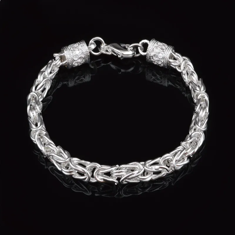 OMHXZJ Whole Personality Link Fashion Ol Woman Girl Party Gift Silver Dragon Head Chain Thick 925 Sterling Silver Bracelet BR89443791