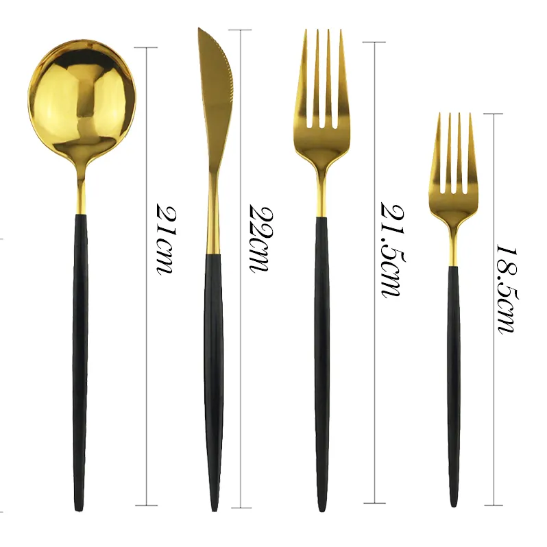 세트 Black Gold Ginterlery Cutlery Set Dessert Fork Flatware Set 18 10 스테인리스 스티 키친 테이블웨어 Silverware292w