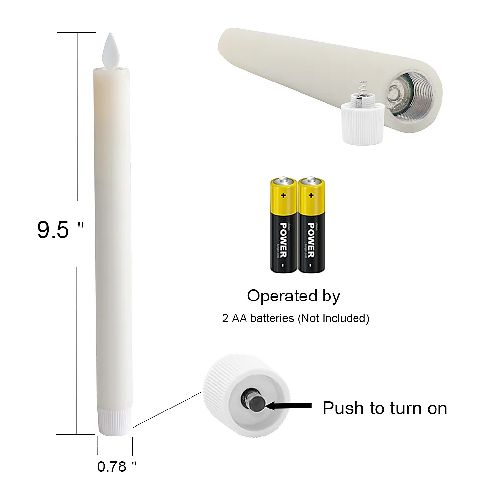 Velas sem chama Velas cônicas cintilantes Cera real Velas cônicas sem chama Vela LED com pavio móvel com temporizador e controle remoto Y200109259U