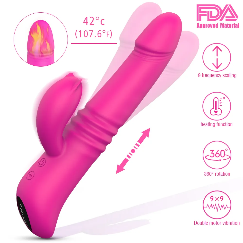 Phanxy g spot dildo konijn vibrator voor vrouwen roteren dubbele vibratie siliconen vrouwelijke verwarming clit massager sex speelgoed voor vrouwen mx14247578