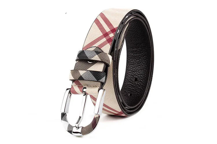 Brand new men's and women's leather belt fashion checked leather belt needle buckle type casual business belt good quali267n