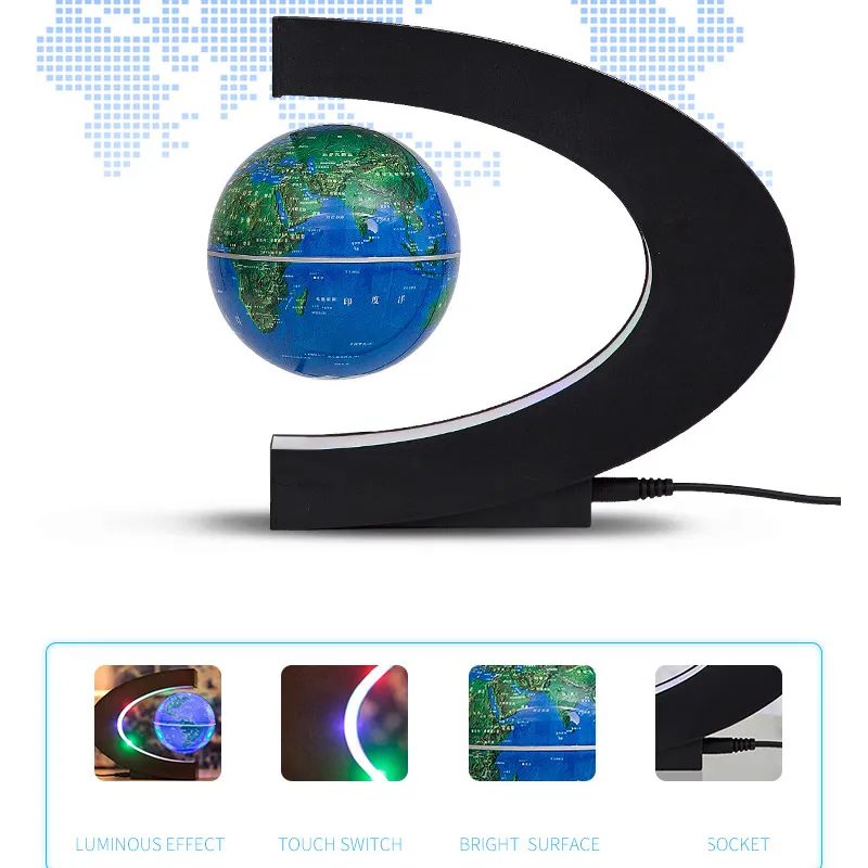 LED Magnetyczne lewitacja elektroniczna Floating Globe Mapa Światowa antygrawitacja LED Nocna światła dekoracja domu Nowość Prezent urodzinowy3118