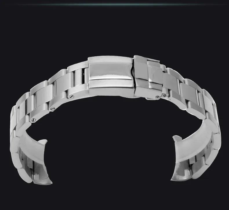 Para Rolex Sub Watch Relógio de 20mm Polishig Silver Gold Novos homens Curved End Watch Band Straplet Bracelet ST270R