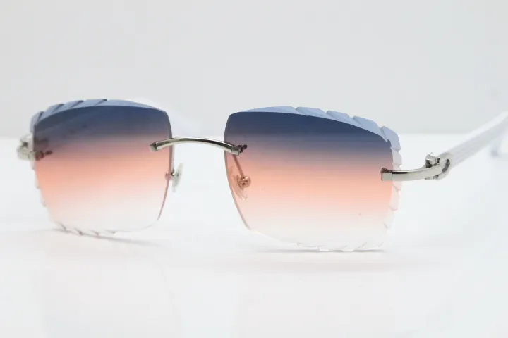 Całe okulary bez krawędzi białe aztecowe okulary przeciwsłoneczne metalowe ramiona 3524012 okulary słoneczne unisex kota oko oka oka na okulary przeciwsłoneczne Smalt pomarańczowy obiektyw C 256e