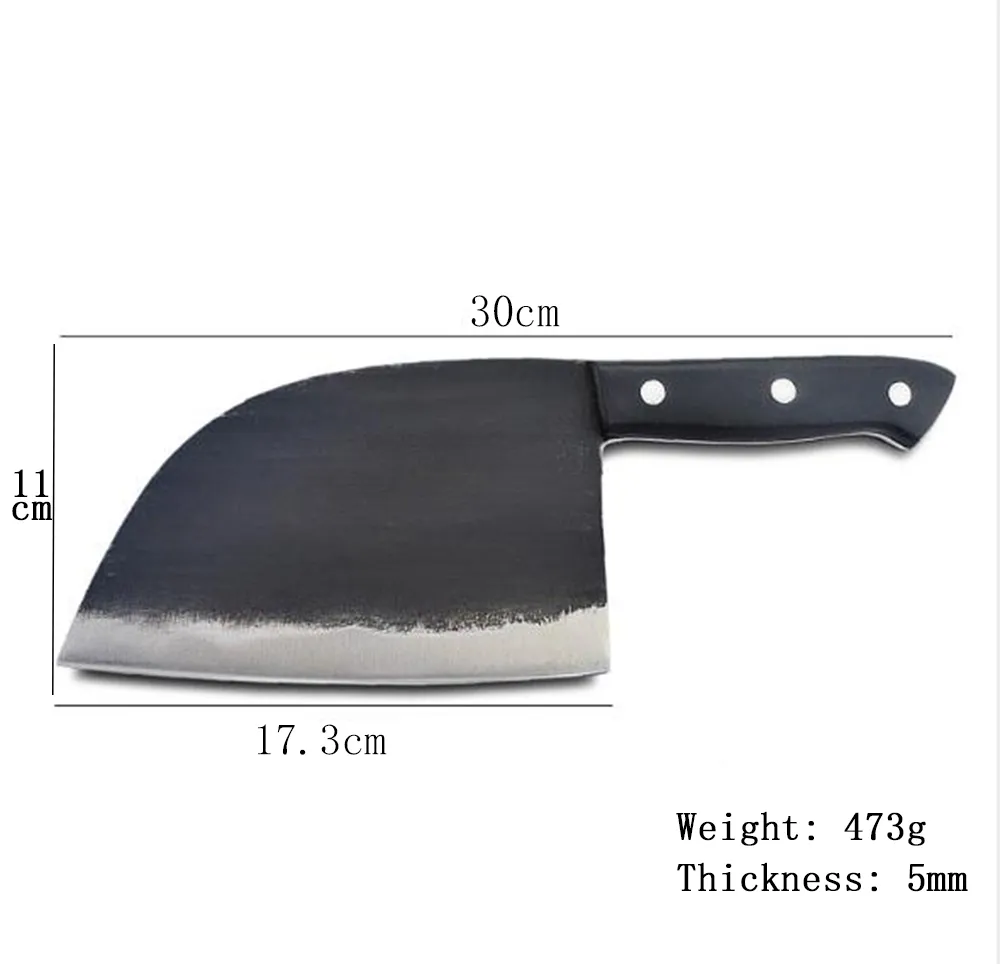 Coltello da chef forgiato a mano in acciaio ad alto tenore di carbonio pieno di coltello da cucina cinese macellaio mannaia da macellaio coltello da taglio verdure a codolo pieno