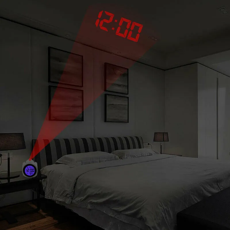 LED Digital Alarm Clock Multifunction With Voice Talking LED Projection Temperature Baby Room Night Light Projector1839729