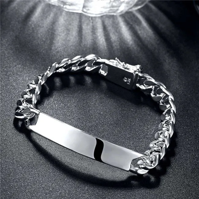 cadeau bracelet en cuir 10M en argent 925 - Hommes DFMCH181 Tout nouveau bracelet en argent sterling plaqué chaîne à maillons en pierres précieuses haute g213a