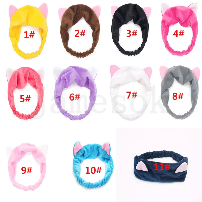 11 styles Cute Elastic Cat Ears Headbands for Women Girls Makeup Face Washing Headband Hairdo Headwrap Hair Accessory da435