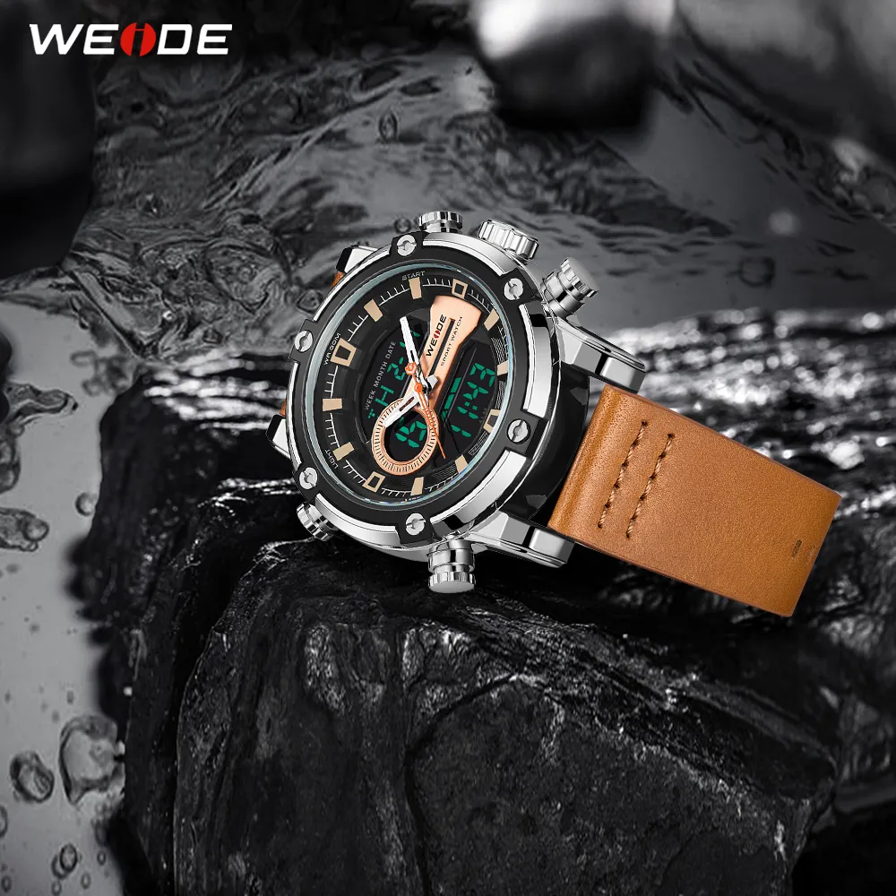 WEIDE montre hommes nouveau luxe européen hommes sport affaires mouvement à Quartz analogique LCD calendrier numérique plusieurs fois hommes montre 313u