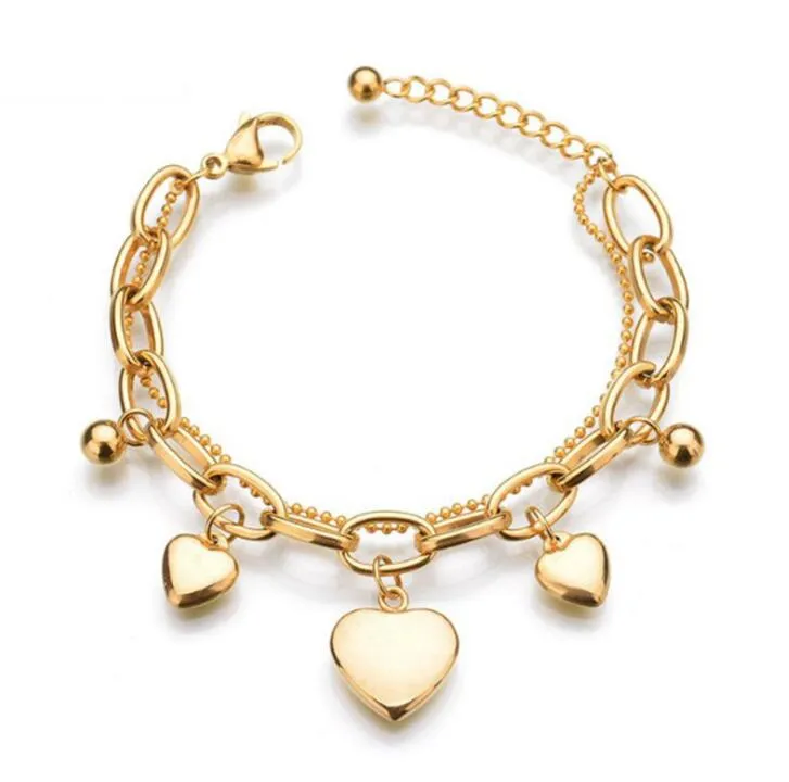 Hele feest boho sieraden verstelbare 18k gouden armbanden dame hart charms goudbepaalde armbanden armbanden vrienden geschenken241m