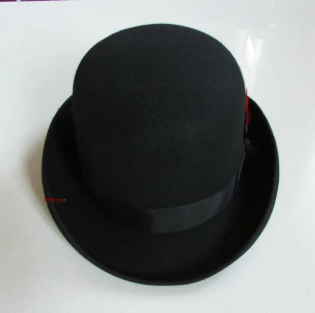 Nouveau 100% chapeau de laine de haute qualité mode hommes et femmes casquette noire chapeaux melon laine noire feutre Derby chapeaux melon B-8134 Q190417