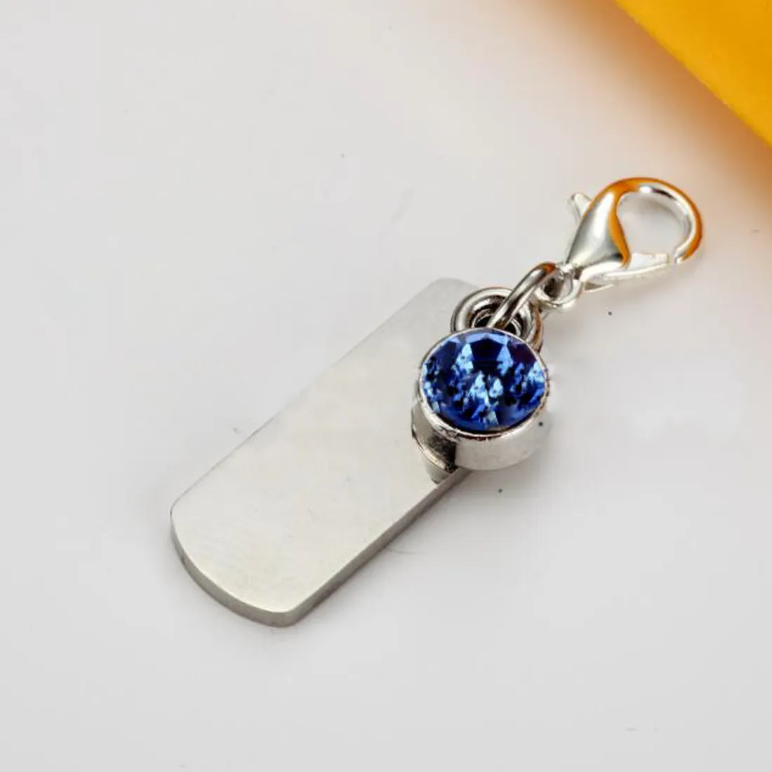 Porte-clés longes accessoires de mode argent/or hommes carré gravé pendentif à breloque pierre de naissance porte-clés cadeau G28p 7P05
