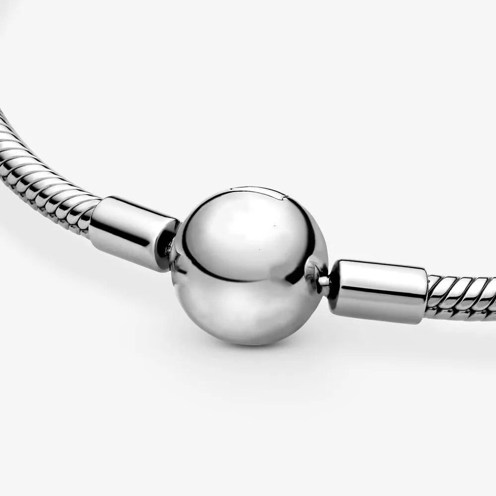 New Moments 925 Sterling Silber klassisches, schlankes Schlangenketten-Armband, passend für authentische europäische baumelnde Charm-Anhänger für Damen, Mode, DIY, Jewel188o