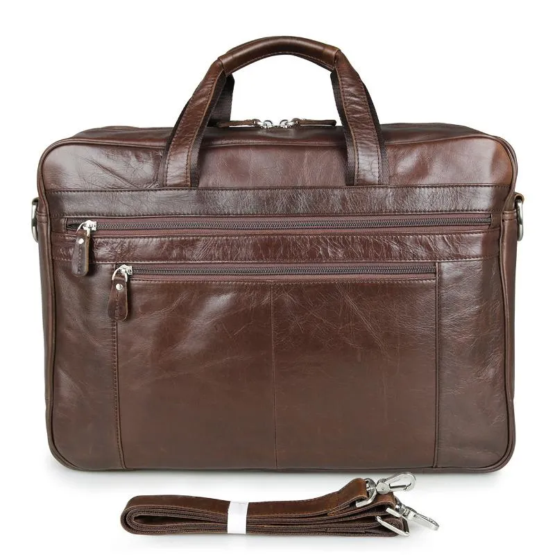 Подлинная кожаная бизнес 17 -дюймовый компьютерный портфель портфель Men Office Bags Maletines Hombre332L