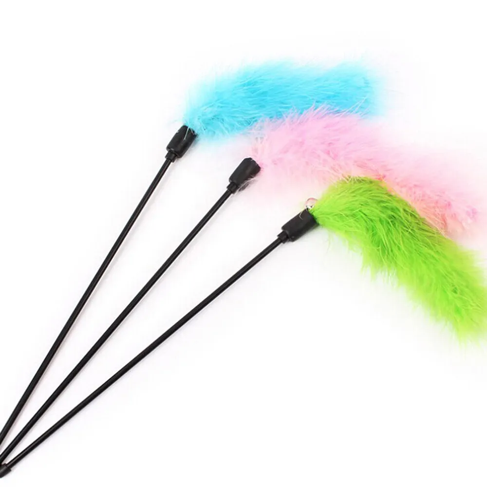 Pet Cat Teaser Fancy Multicolor Feather Toys Cat Wand Catcher Teaser Sticks Cat Interactive Training Toys Whole9059806