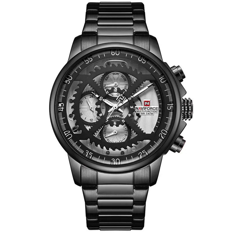 NaviForce męskie zegarki sportowe Mężczyźni Top marka luksusowy pełny stal kwarcowy automatyczny data