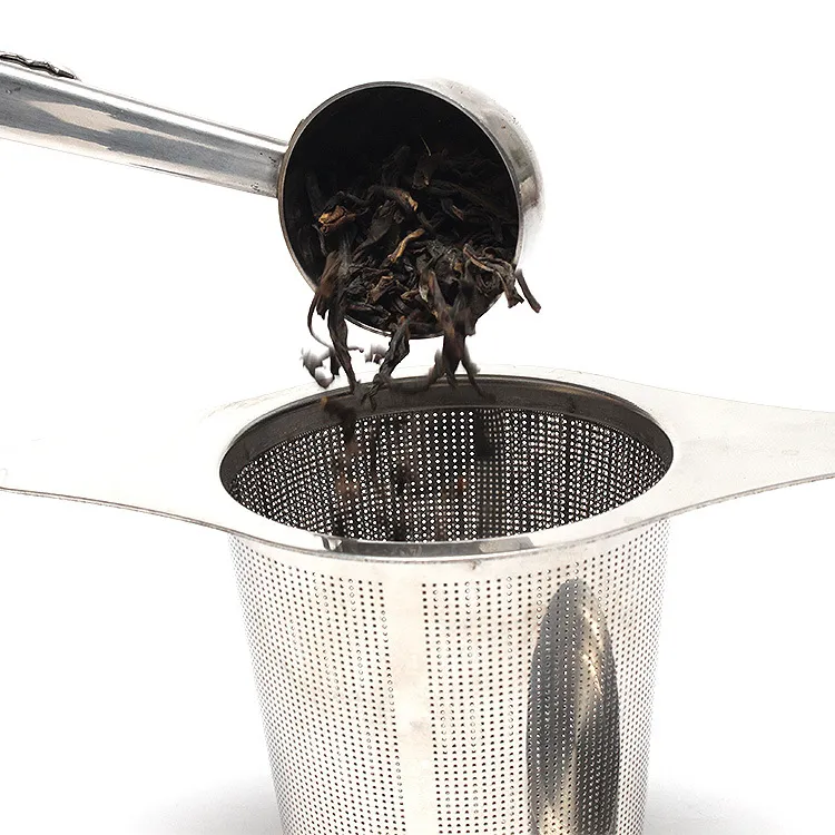 Чайная корзина для чая из нержавеющей стали Чайный фильтр с крышкой Тонкая сетка Двойная ушная ручка Большой чайник Infuser Кухонные инструменты