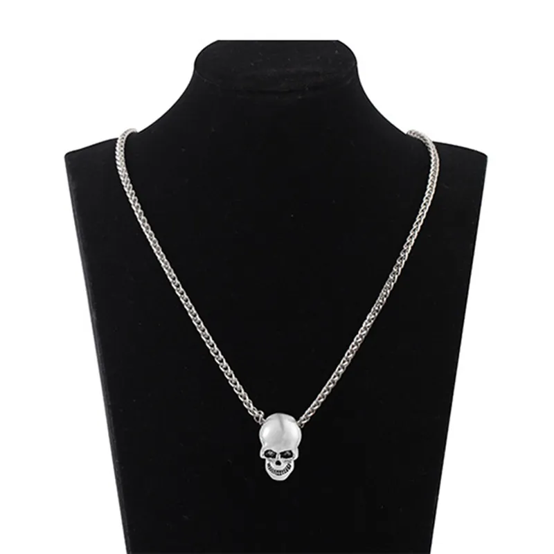 Halloween biżuteria Naszyjnik czaszki ze stali nierdzewnej gotycki łańcuch motocyklowy dla mężczyzn kobiety punkowy prezent złoto czarny sliver Color331W