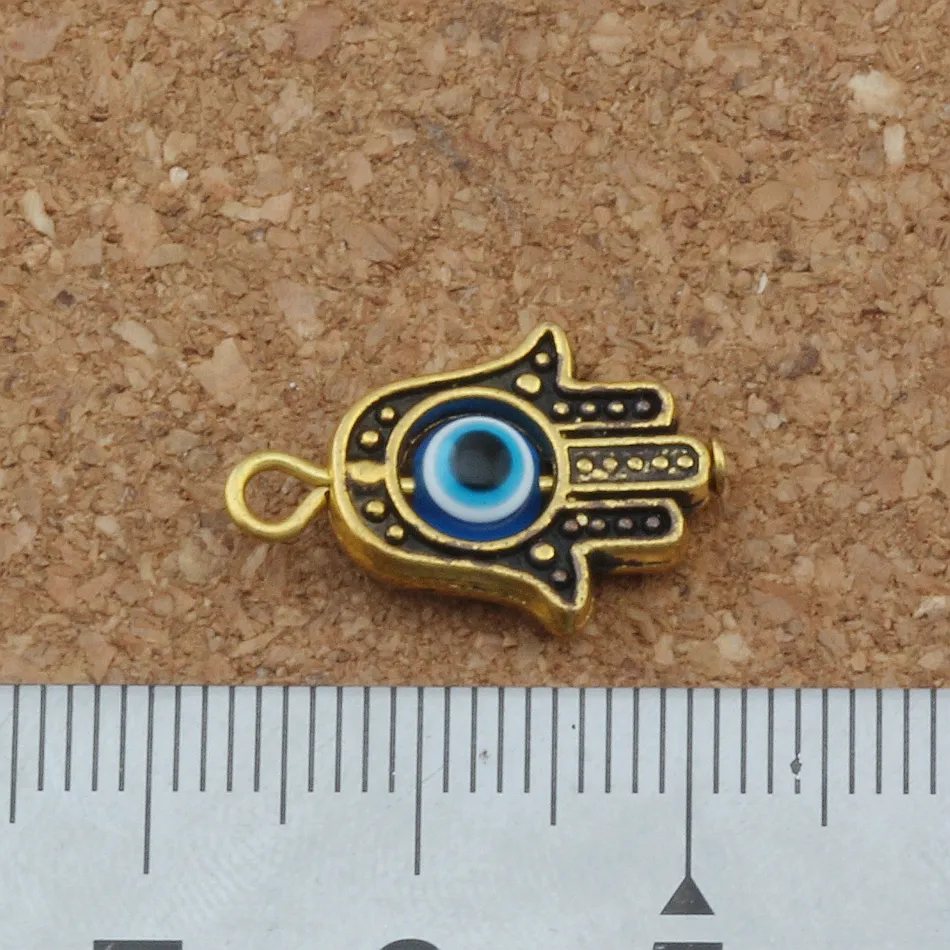 90 pièces Hamsa main oeil bleu perle Kabbale bonne chance pendentif à breloque bijoux bricolage idéal pour bracelet collier boucles d'oreilles 18 2x12 8mm 3 couleurs A-3280K