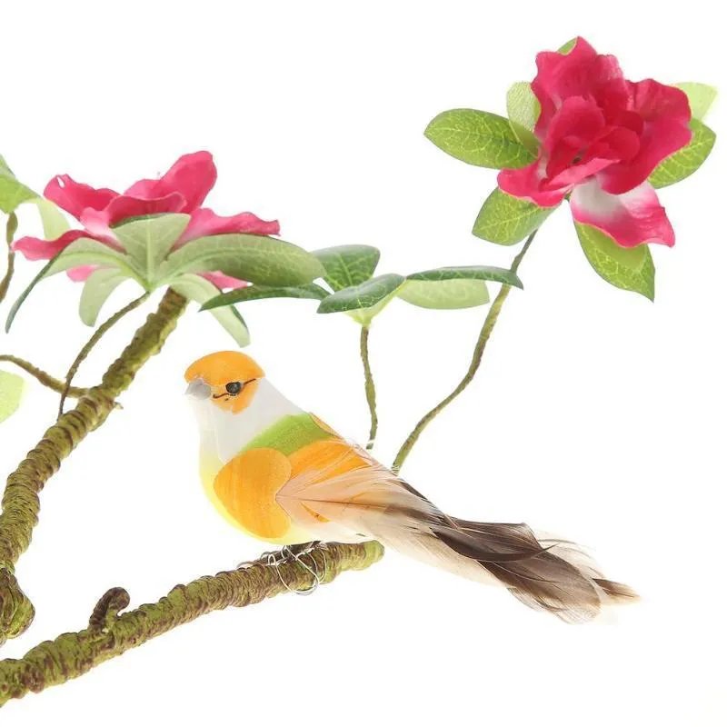 12 stks kleurrijke mini simulatie vogels nep kunstmatig diermodel miniatuur bruiloft huizen tuin ornament decoratie c190416017833201