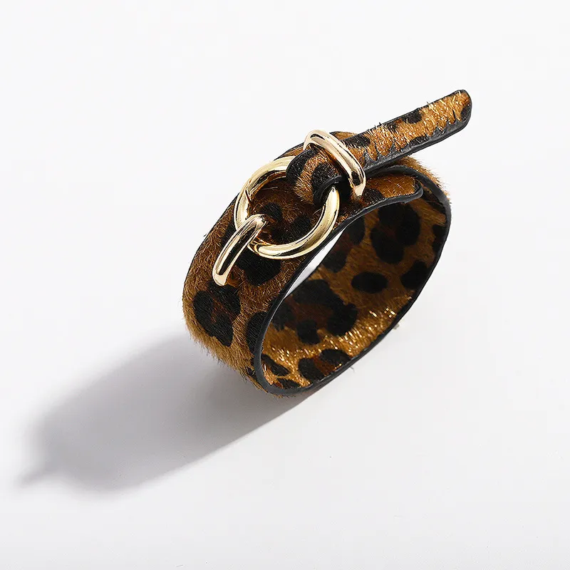 Nieuwe trendy mode ins luxe designer snake luipaard dierenprint lederen verstelbare armband voor dames263V
