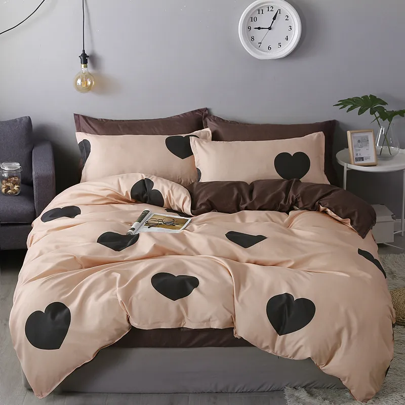 Geometrisk vinterbäddsuppsättning Flanell Fleece Home Däcke Cover Set 4sts Varma sängkläder Pastoral Caroset Star Bed Linen Set258T