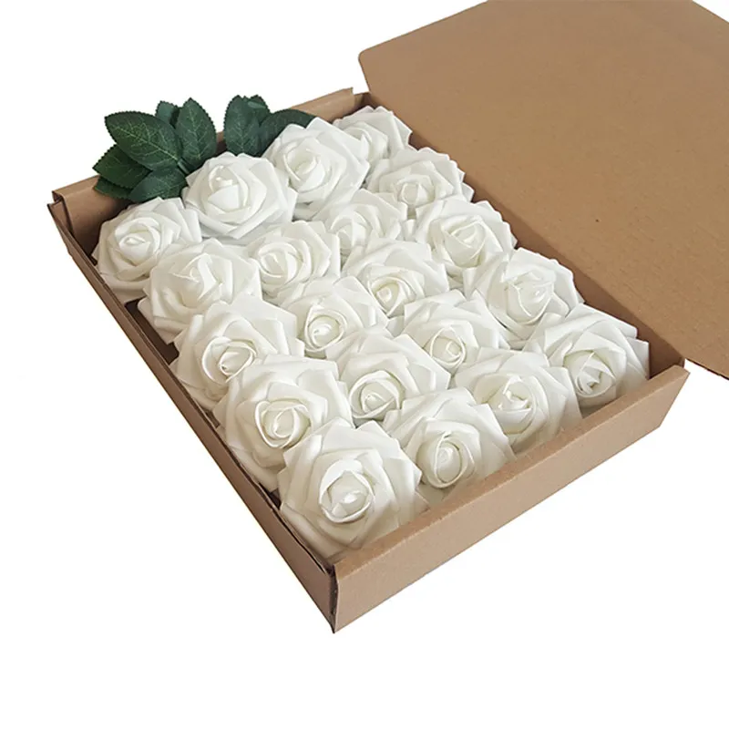 disponibles arche de fleurs bouquet de mariage tête de rose artificielle avec tiges en soie fausse fleur PE mousse rose décoration de voiture de mariage Weddin225Y