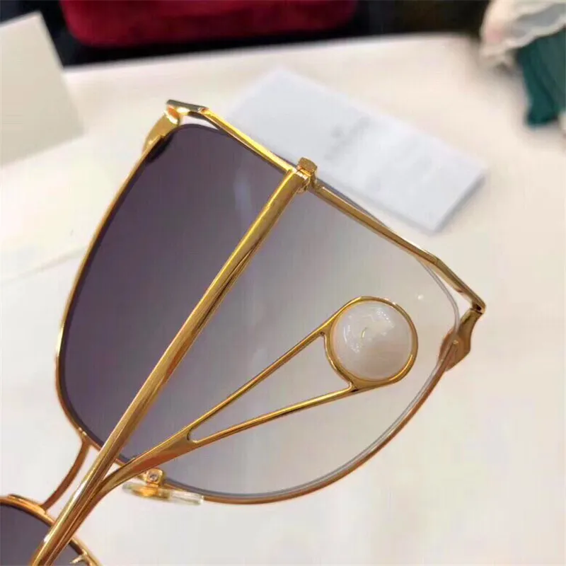 Luksusowe- projektanty mody okulary przeciwsłoneczne 0252 Duża rama okrągła metalowa pusta rama najwyższej jakości jasne okulary przeciwsłoneczne Popu308b