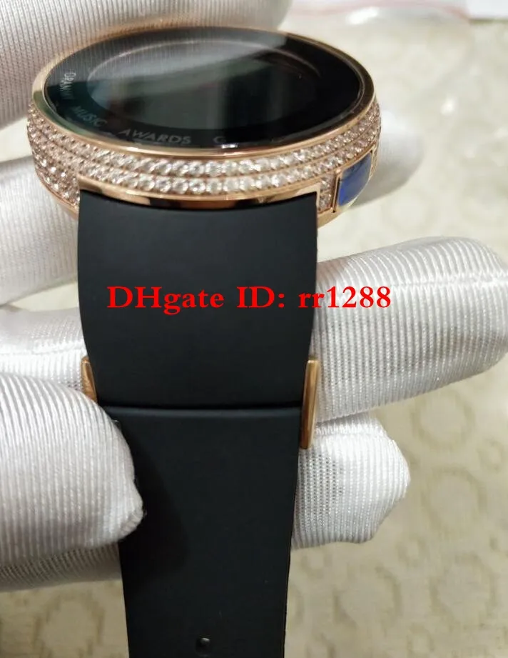 Novo relógio de alta qualidade 114 tira de borracha preta em PVD 44mm Digital YA114207 Bracelete de borracha Gartz Sport Mens Watches292f