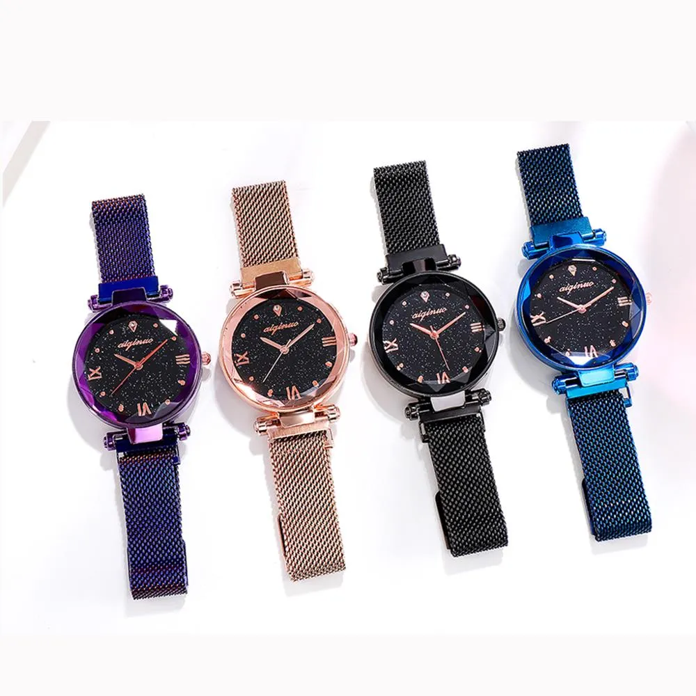 PANARS mode luxe femmes montres à Quartz aimant bracelet étoilé femme affaires décontracté Quartz montre-bracelet dames nouveau Blue3048