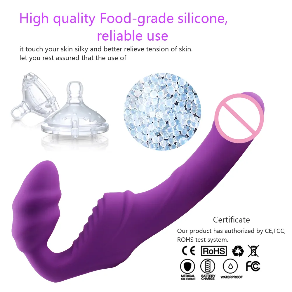 Stropplös rem på realistisk dildo vibrator massager lesbisk dubbelsidan massager gspot stimulerar klitoris sexleksak för par t194758371