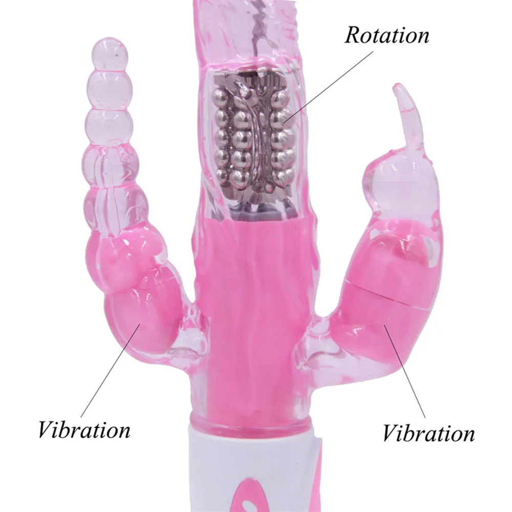 Érotique Produits Intimes Triple Plaisir Lapin Vibrateur G Spot Clit Stimulateur Rotation Gode Vibrateur Sex Toys pour Adultes Femmes Y191214