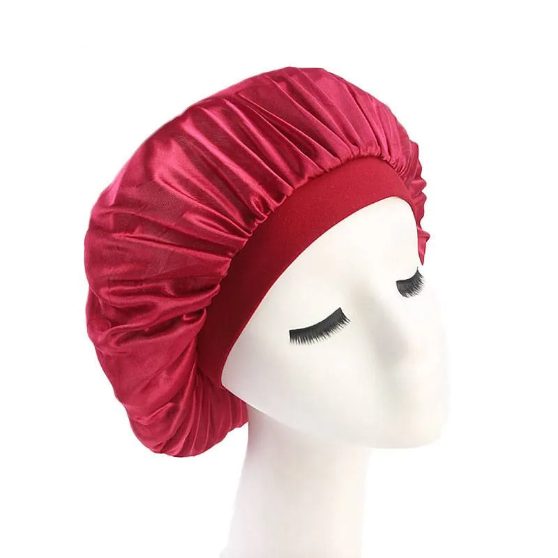 NY MUSLIM MS Simulering Silke Solid Color Turban Hat Headwear Bonnet Sleeping Cap Chemoterapi Cap Head Wrap täcker hår Accessori2902