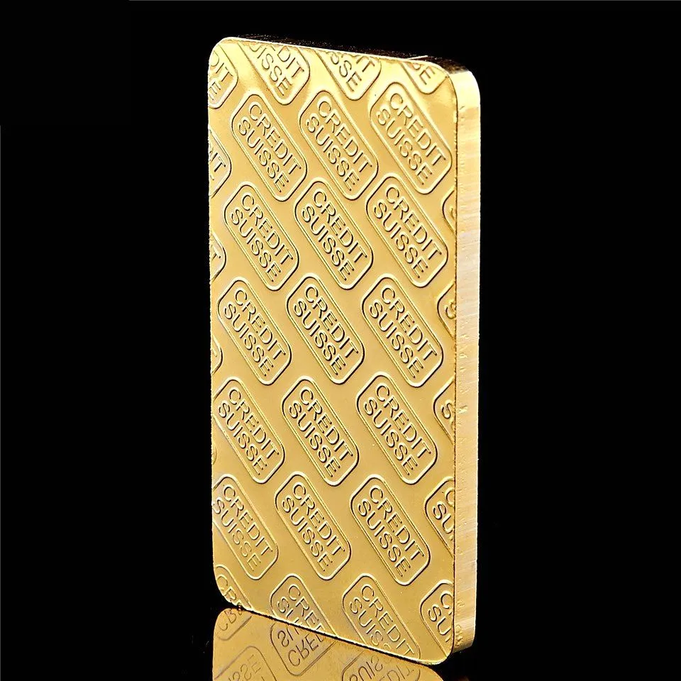 5 -stcs 24k Arts and Crafts Gold Ploated One Ounce Fine 9999 Magnetic Credit Suisse Bullion met verschillende nummers5630893