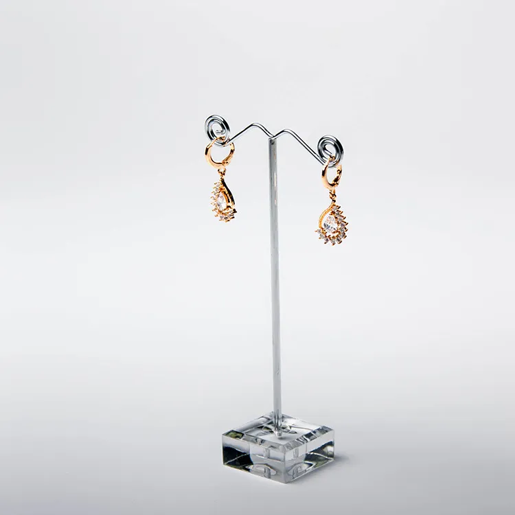 Hela svart klara akrylstudör örhängen smycken display rack stativ arrangör bouches prydnadshållare krok hänger case2411