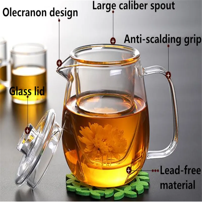 Infuseurs à thé théière domestique être capable de résister à haute température filtre intérieur passoire en verre infusion fleurs feuilles racines etc303Q