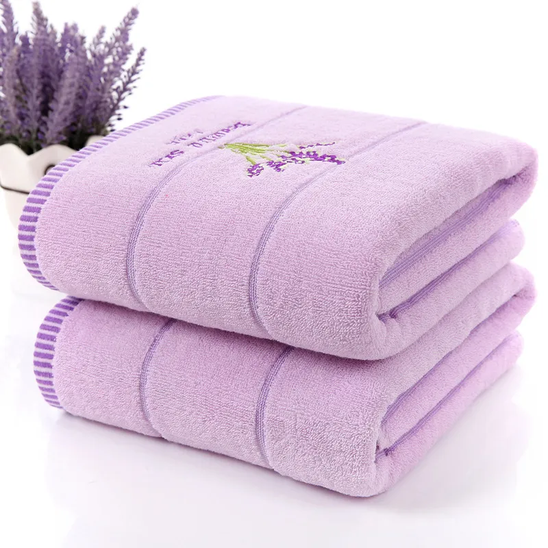 Towel High Quality 100% Lavender Cotton Fabric Set Bath Towels For Adults child Face Bathroom 1309i