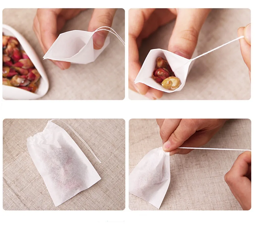 new pack Teabags 55 x 7CM Empty Scented Tea Bags With String Heal Seal Filter Paper for Herb Loose Tea Bolsas9355488
