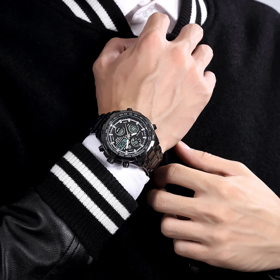 Reloj Hombre GOLDENHOUR montre à Quartz noir pour hommes zegarek meski montres numériques Sport militaire horloges masculines Relogio Masculino285v