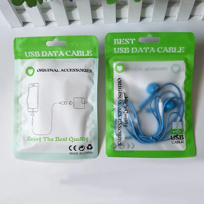 10 sacchetti in plastica da 5x15 cm OPP imballaggio chiusura a cerniera accessori pacchetto scatole in PVC maniglie cavo USB custodia cellulare Wall276J