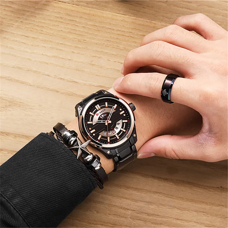 Brand de luxe Curren Watches Mens en acier inoxydable montre la mode et la semaine Business Horloge masculin Relogie Masculino2839