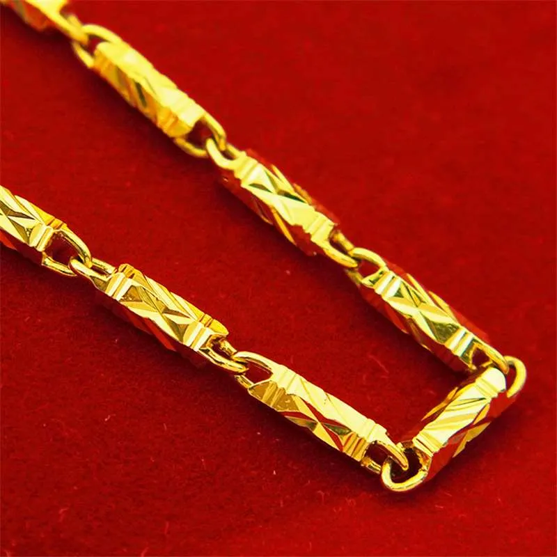 24K gouden heren 5 mm zeshoekige ketting gekleurd verguld bamboe ketting Vietnam zand gouden ketting307O