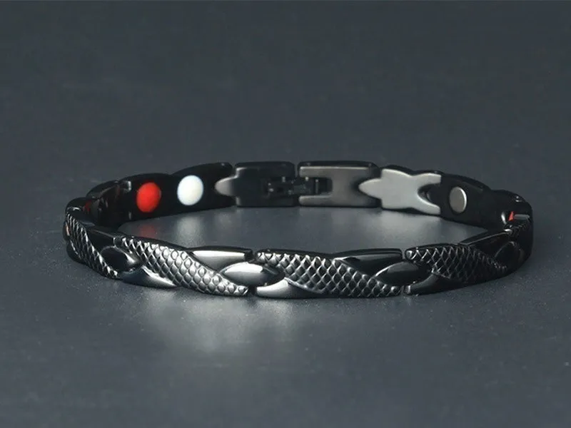 Dragon Design Tourmaline Magnetic Health Bracelet للجنسين 4 ألوان سوار الفولاذ المقاوم للصدأ 3570573