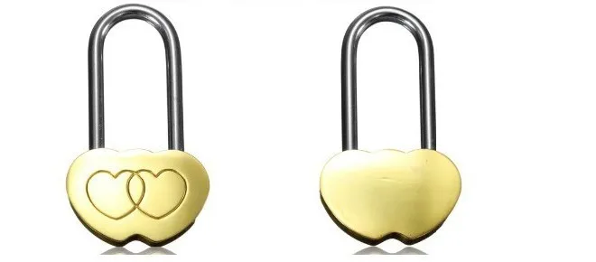 100st Palllock Love Lock Graved Double Heart Valentines Anniversary Day Gifts292b